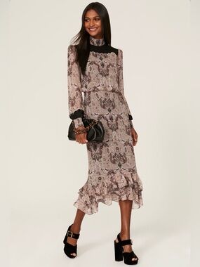 SALONI Isa Scallop Dress in Quartz Bazaar Print